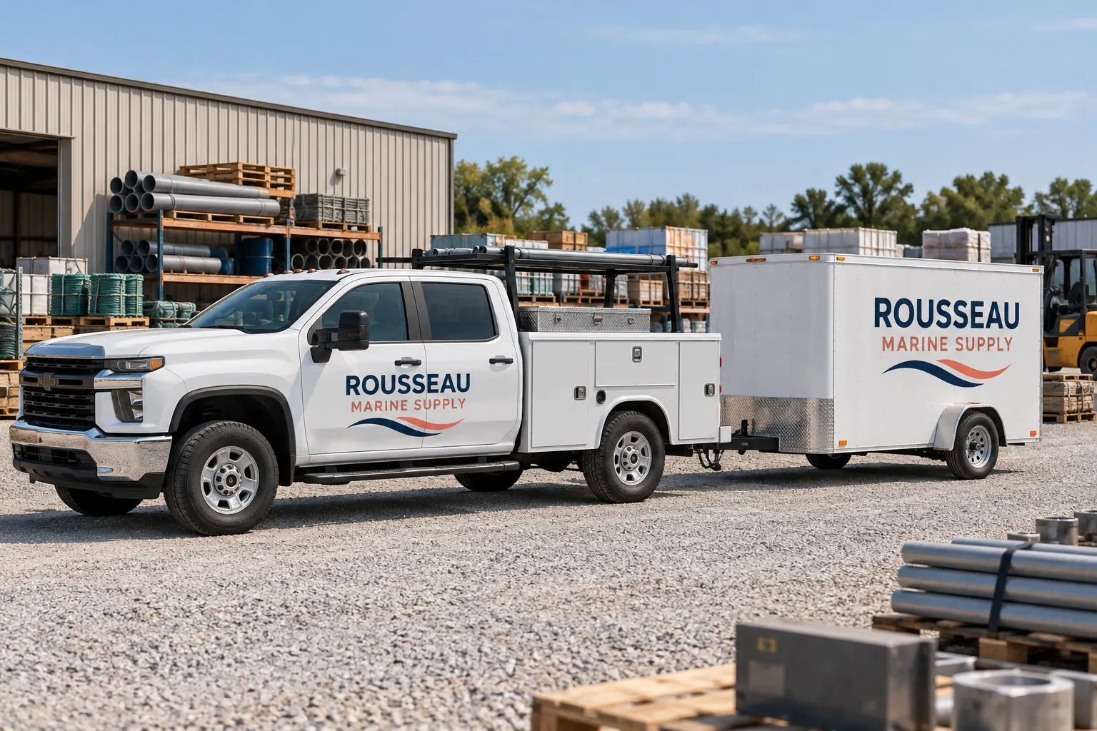Rousseau Marine Supply truck and trailer, fictional Belle Chasse-area design concept