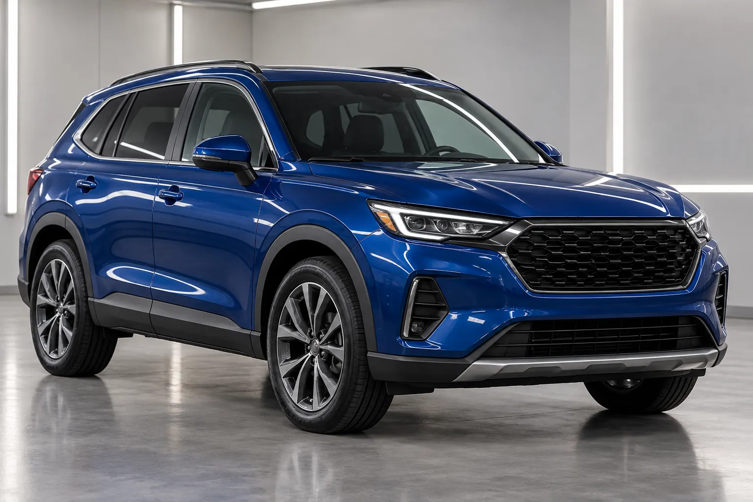 Deep blue SUV appearance, illustrative color-change concept rather than a product sample