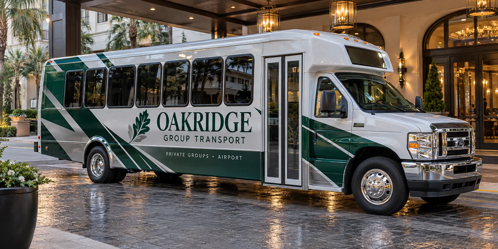 Oakridge Group Transport shuttle bus, fictional wrap design concept. Oakridge Group Transport shuttle bus, fictional wrap design concept.