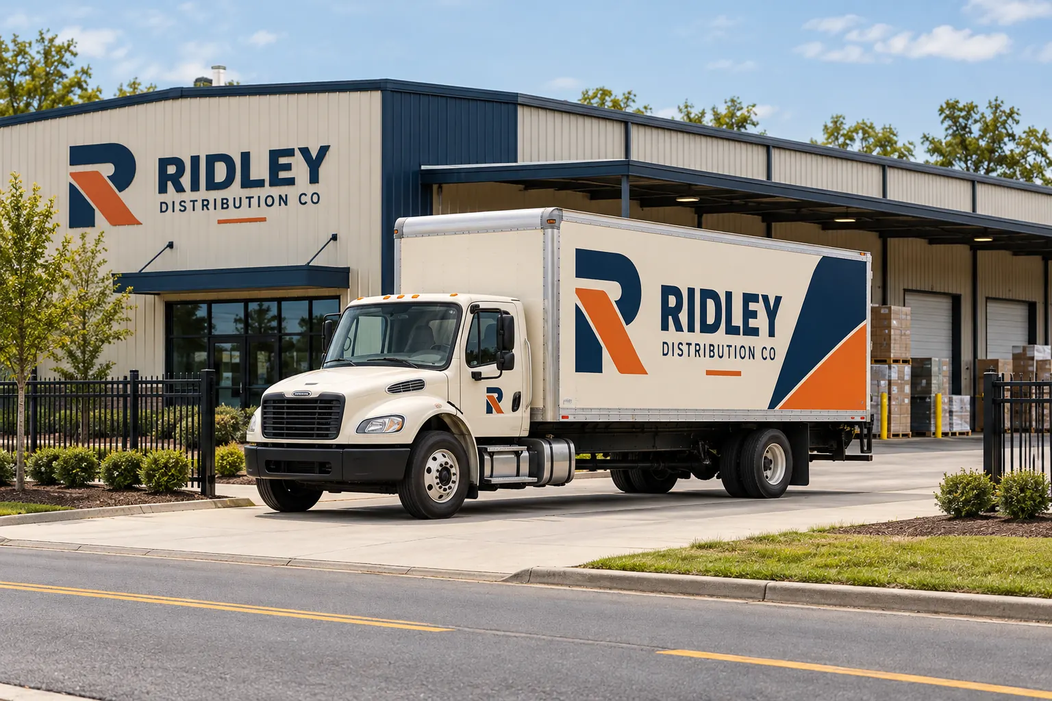 Vehicle Wrap ROI Guide: Measure the Lead-to-Sale Path Honestly – fictional design concept Ridley Distribution Co box truck and depot, fictional design concept