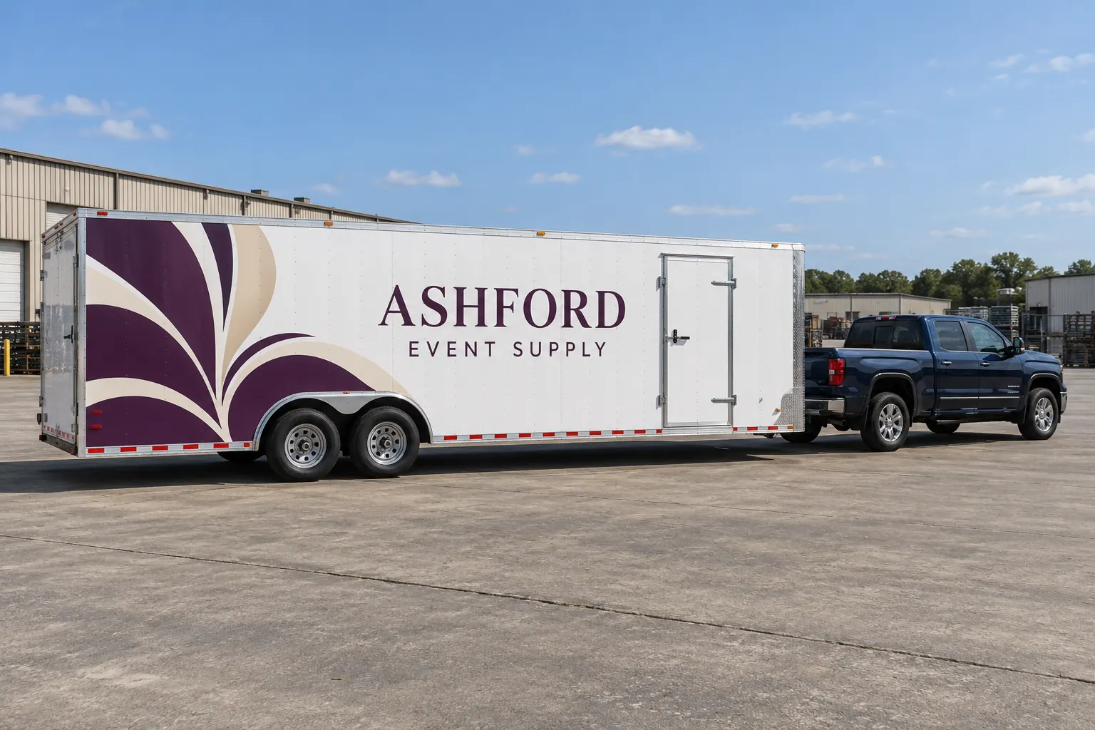 Trailer Wrap Cost: Build a Configuration-Specific Quote Brief – fictional design concept Ashford Event Supply commercial trailer graphics, fictional design concept
