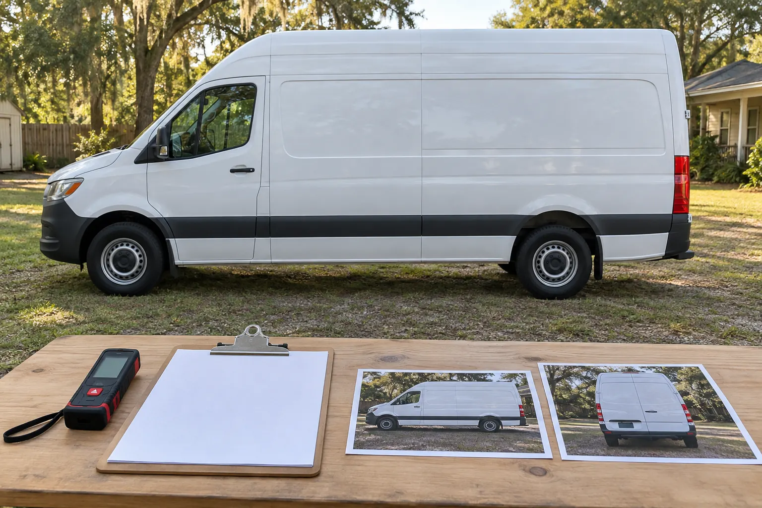 Illustrative vehicle survey planning scene, not a verified measurement record