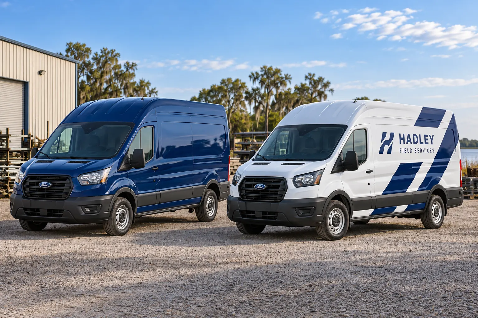 Wrap Versus Paint for Commercial Vehicles: Compare the Job You Need – fictional design concept Illustrative vehicle finish and commercial identity comparison with fictional Hadley Field Services van