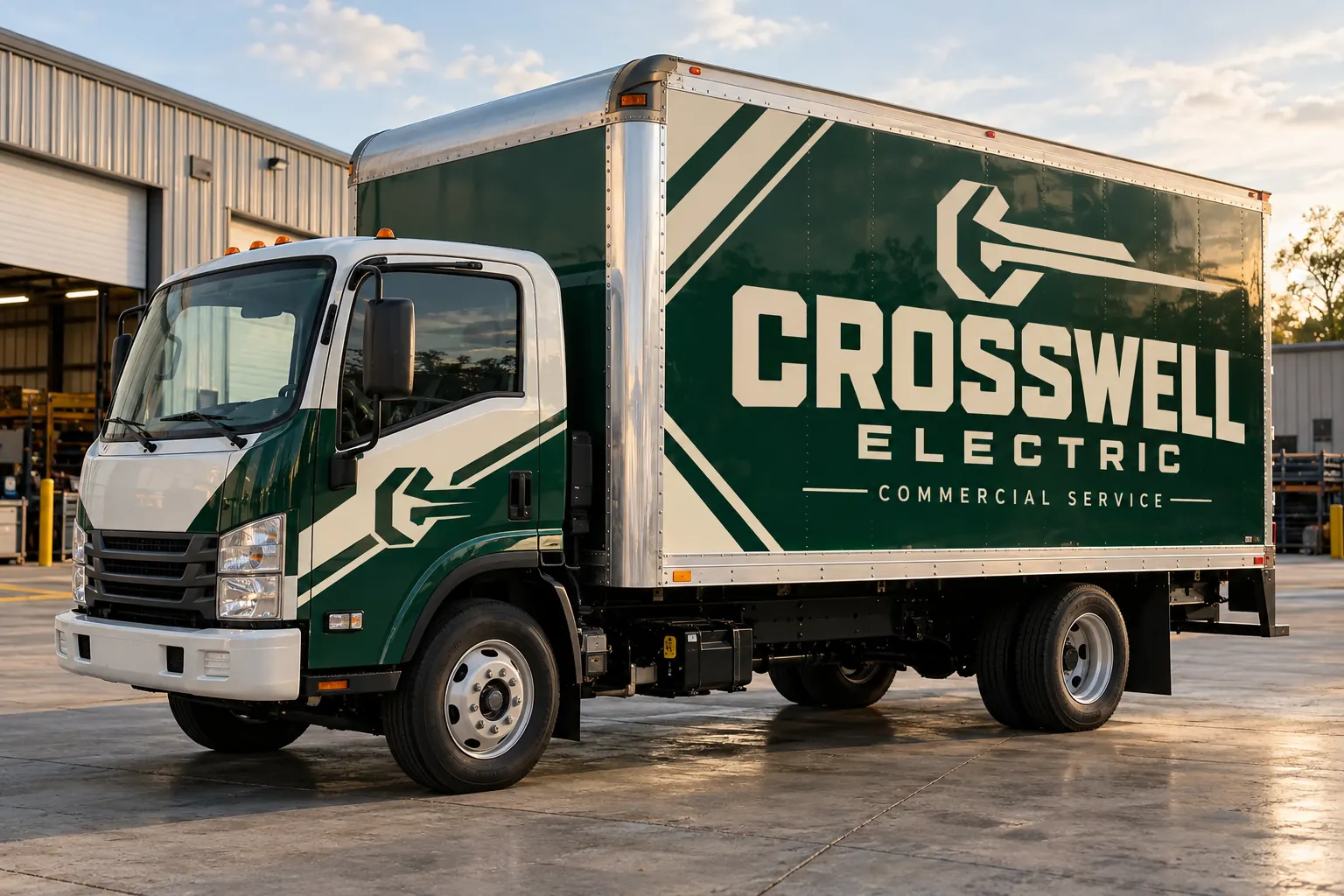 Crosswell Electric full commercial box truck wrap, fictional design concept