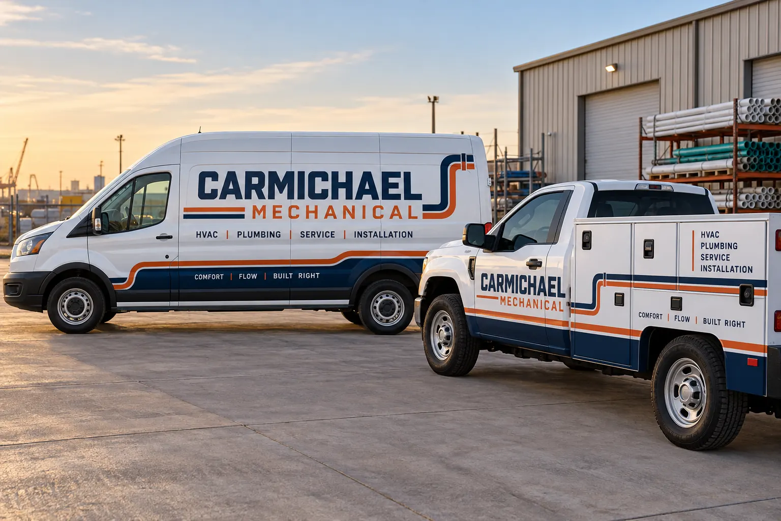 Carmichael Mechanical van and service-body truck, fictional trade-fleet concept
