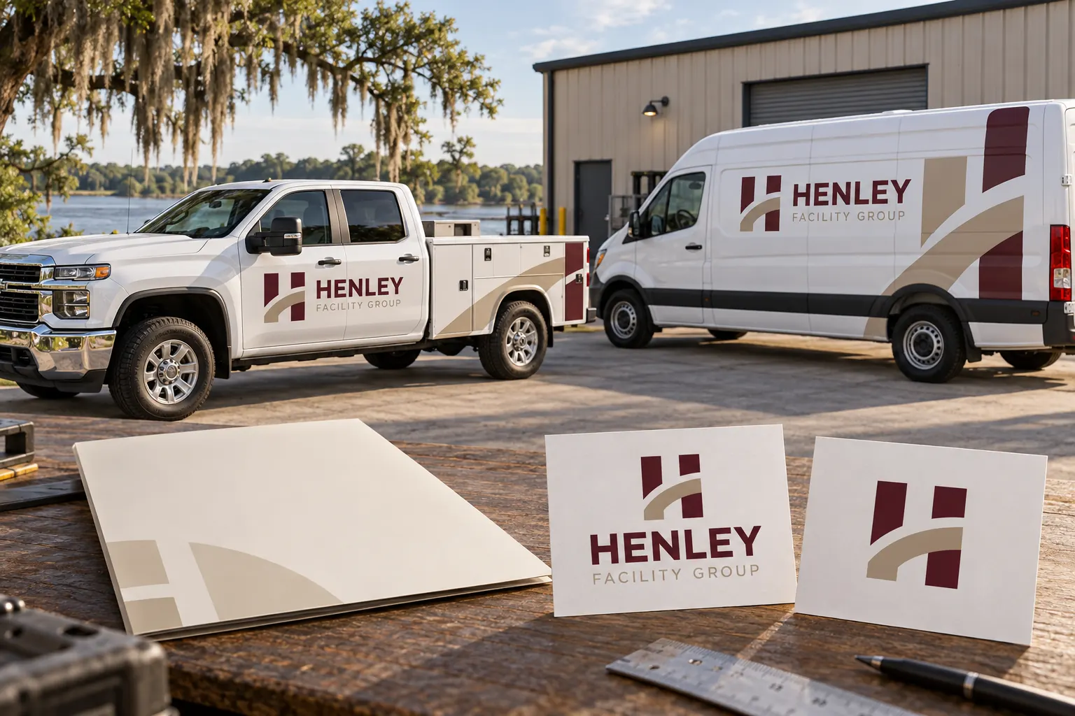 Fleet Branding After a Merger or Acquisition: Control the Identity Change – fictional design concept Henley Facility Group identity transition, fictional illustrative concept