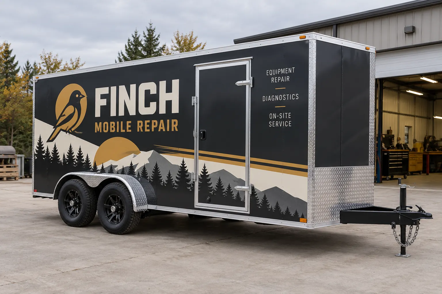 Finch Mobile Repair service-trailer wrap, fictional design concept