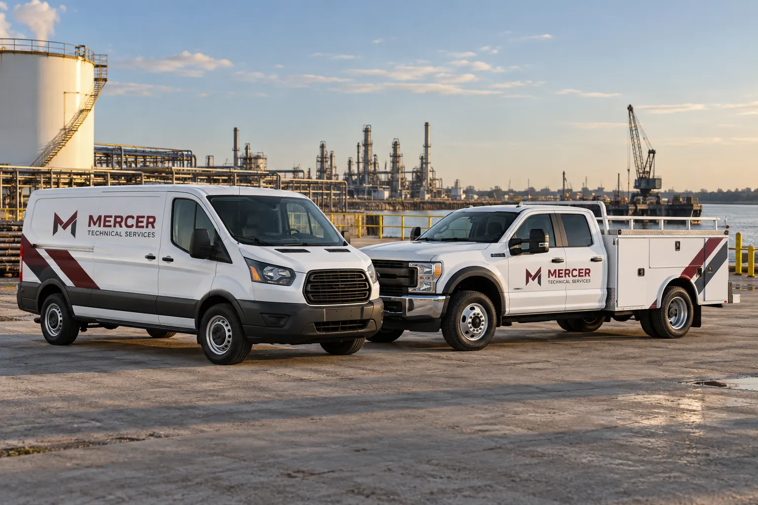 Mercer Technical Services van and service-body truck, fictional procurement concept