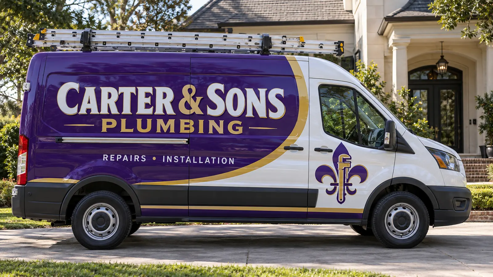 Carter and Sons Plumbing service van, fictional wrap design concept. Carter and Sons Plumbing service van, fictional wrap design concept.