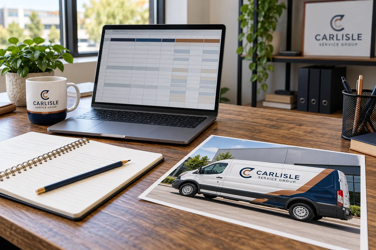 Carlisle Service Group return-scenario planning desk, illustrative fictional concept