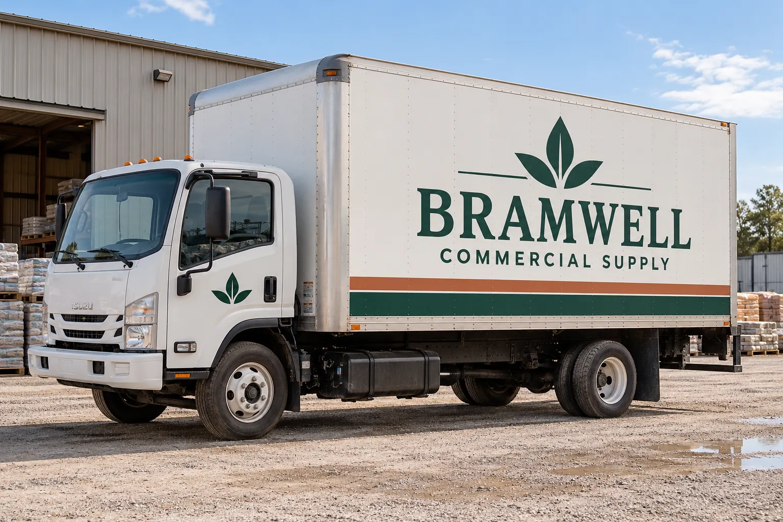 How Long Do Commercial Vehicle Wraps Last? Plan by the Actual System – fictional design concept Bramwell Commercial Supply box truck, fictional design concept