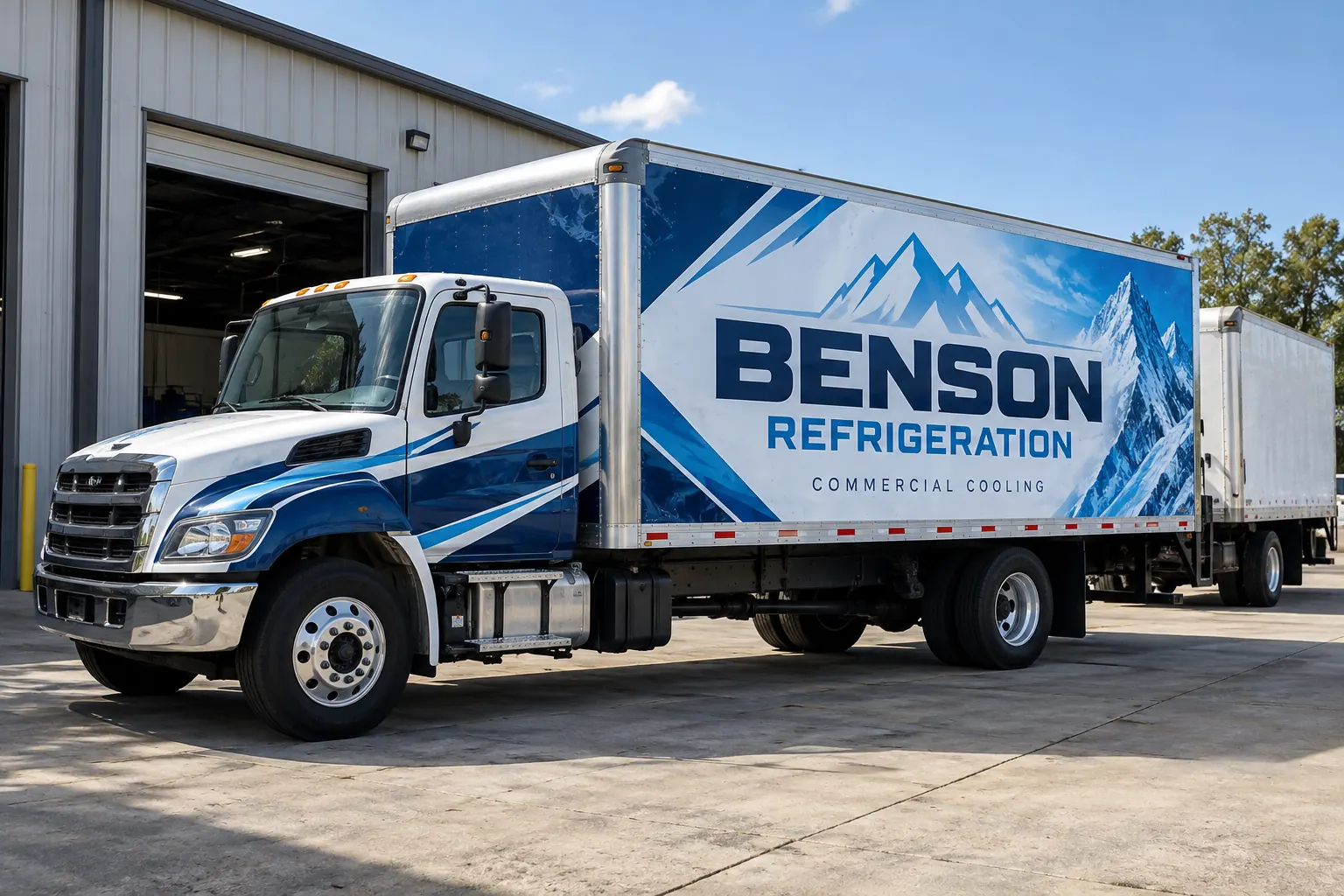 Pelican Wraps box-truck-cost-page-129 original concept Benson Refrigeration box truck graphics for the cost guide, fictional design concept