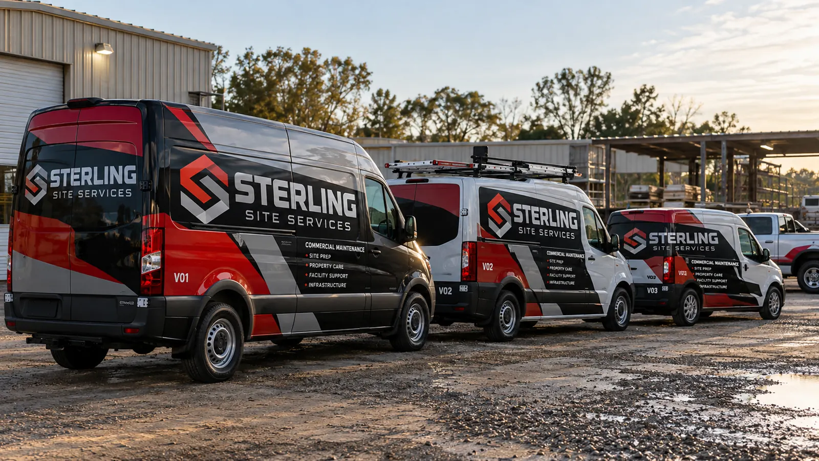 Pelican Wraps fleet-programs-page-8 original concept Sterling Site Services coordinated vans for the fleet program directory, fictional design concept