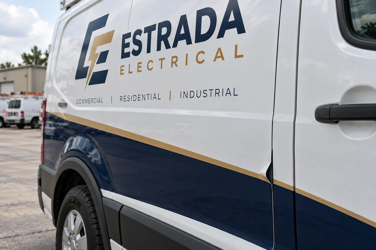 Fleet Wrap Edge Inspection Log — fictional commercial concept Fictional Estrada Electrical van graphic edge area shown as an observation-record concept