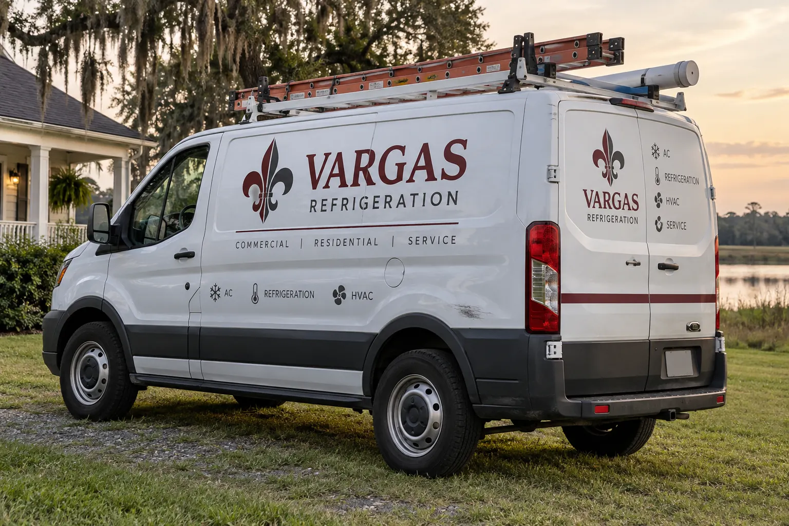 Fleet Wrap Incident Photo Checklist — fictional commercial concept Fictional Vargas Refrigeration van with a modest visible scuff used as an incident-evidence planning concept