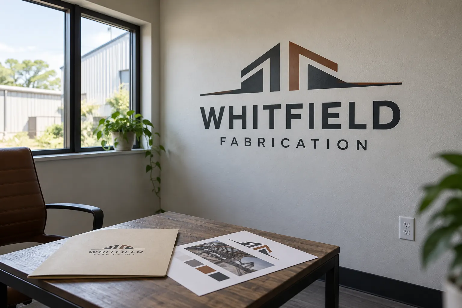 Interior Wall Graphics Surface Survey — fictional commercial concept Fictional Whitfield Fabrication office wall and artwork-planning materials; no adhesion-test result